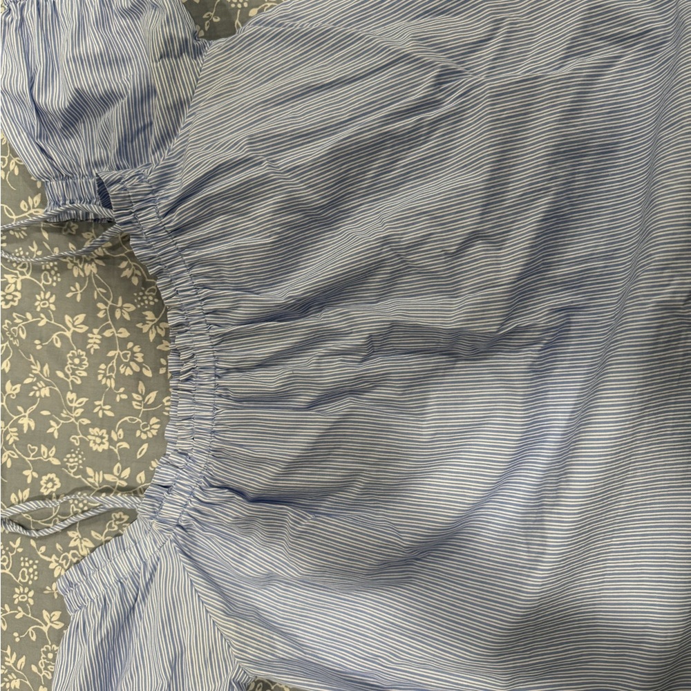 Blue Striped Off-Shoulder Top